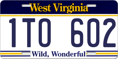 WV license plate 1TO602