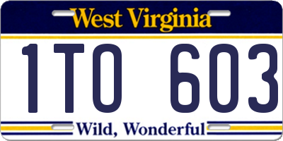 WV license plate 1TO603