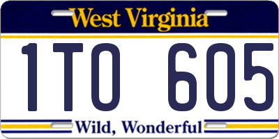 WV license plate 1TO605