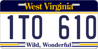 WV license plate 1TO610