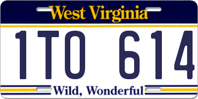 WV license plate 1TO614