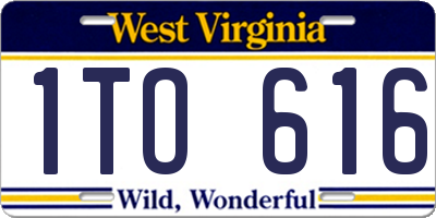 WV license plate 1TO616