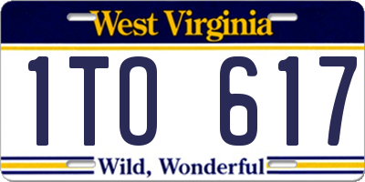 WV license plate 1TO617