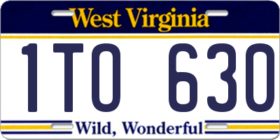 WV license plate 1TO630