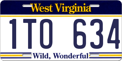WV license plate 1TO634