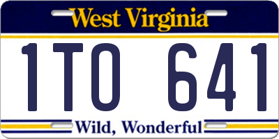 WV license plate 1TO641