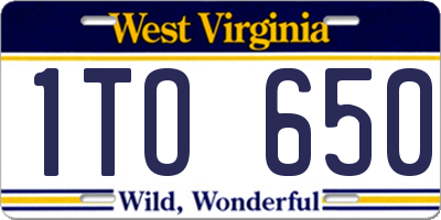 WV license plate 1TO650