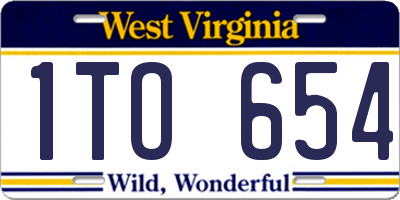 WV license plate 1TO654