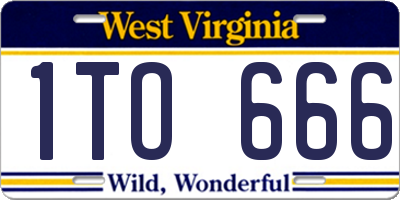 WV license plate 1TO666