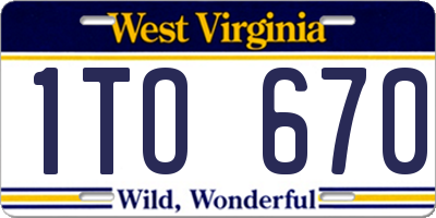 WV license plate 1TO670