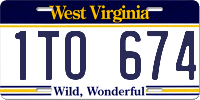 WV license plate 1TO674