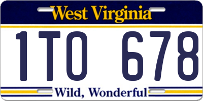 WV license plate 1TO678