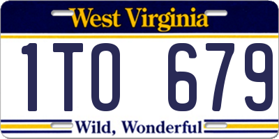 WV license plate 1TO679