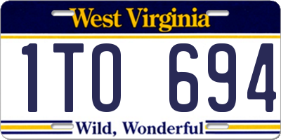 WV license plate 1TO694