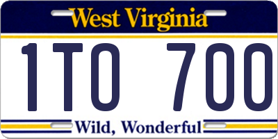 WV license plate 1TO700