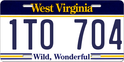 WV license plate 1TO704