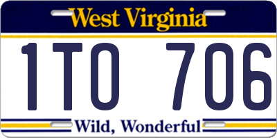 WV license plate 1TO706