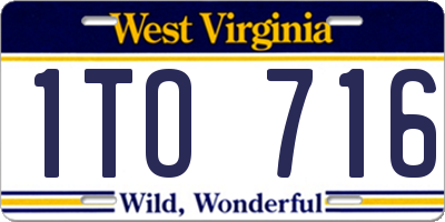 WV license plate 1TO716
