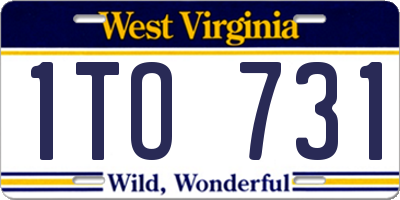 WV license plate 1TO731