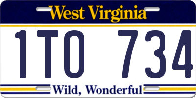 WV license plate 1TO734