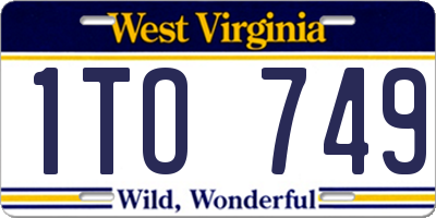 WV license plate 1TO749