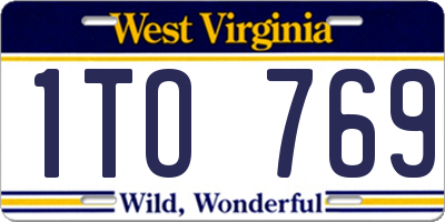 WV license plate 1TO769