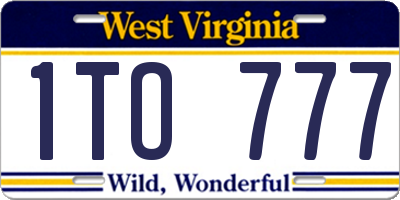WV license plate 1TO777