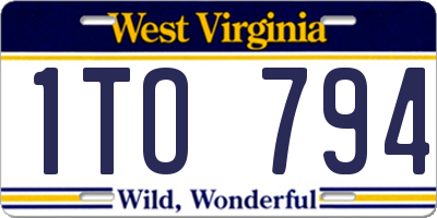 WV license plate 1TO794