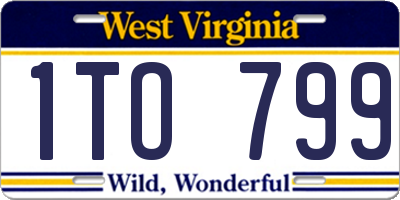 WV license plate 1TO799