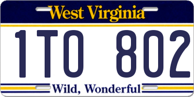 WV license plate 1TO802