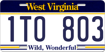 WV license plate 1TO803