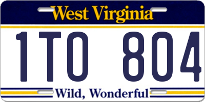 WV license plate 1TO804
