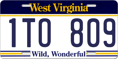 WV license plate 1TO809