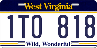 WV license plate 1TO818