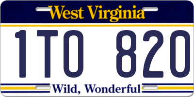 WV license plate 1TO820