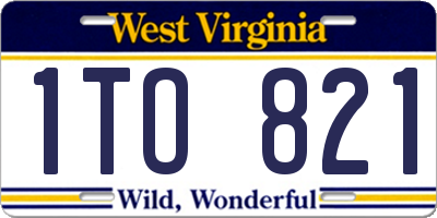 WV license plate 1TO821