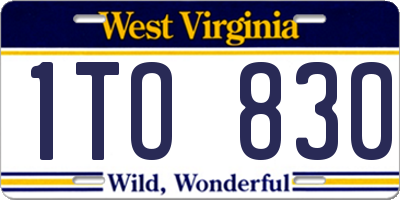 WV license plate 1TO830