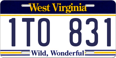 WV license plate 1TO831
