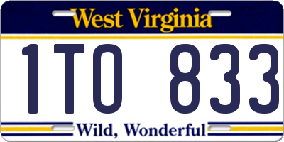 WV license plate 1TO833