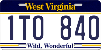 WV license plate 1TO840