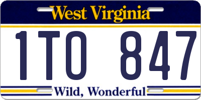 WV license plate 1TO847