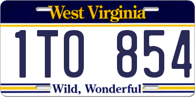 WV license plate 1TO854