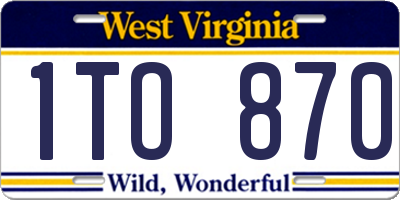 WV license plate 1TO870