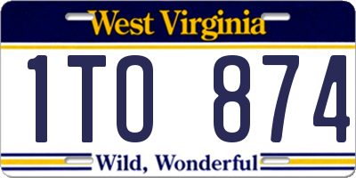 WV license plate 1TO874