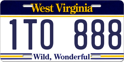 WV license plate 1TO888