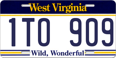 WV license plate 1TO909