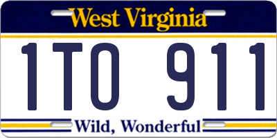 WV license plate 1TO911