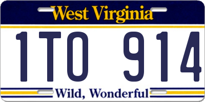 WV license plate 1TO914
