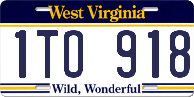 WV license plate 1TO918