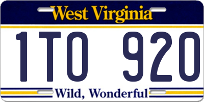 WV license plate 1TO920